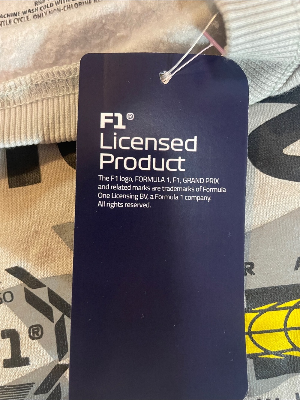 Formula 1 Grey Racing Graphic Distressed Oversized Crewneck Sweatshirt S NWT - Picture 4 of 5